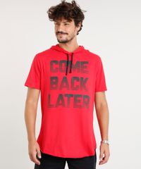 Camiseta-Masculina-Longa--Come-Back-Later--com-Capuz-Manga-Curta-Vermelha-8922264-Vermelho_1