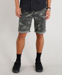 Bermuda-de-Sarja-Masculina-Slim-Estampada-Camuflada-Verde-Militar-9335204-Verde_Militar_1