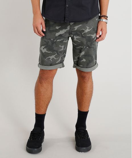 Bermuda-de-Sarja-Masculina-Slim-Estampada-Camuflada-Verde-Militar-9335204-Verde_Militar_1