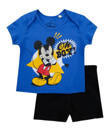 Conjunto-de-Camiseta-Mickey-Azul---Bermuda-Preta-8388141-Preto_1