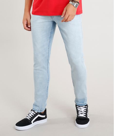 calça jeans com cadarço masculina