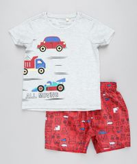Conjunto-Infantil-de-Camiseta-Carros-Manga-Curta-Cinza-Mescla-Claro---Bermuda-Estampada-Vermelha-9428683-Vermelho_1