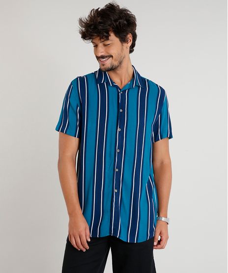 Camisa-Masculina-Listrada-Manga-Curta-Verde-9398333-Verde_1