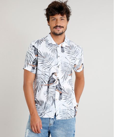 Camisa-Masculina-Estampada-de-Tucanos-Manga-Curta-Branca-9398331-Branco_1