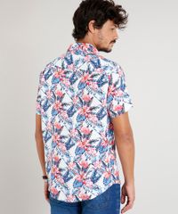 Camisa-Masculina-Estampada-de-Folhagem-com-Flamingos-Manga-Curta-Branca-9471548-Branco_2