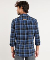 Camisa-Masculina-Flanela-Estampada-Xadrez-com-Bolsos-Manga-Longa-Azul-Marinho-9365239-Azul_Marinho_2