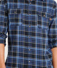 Camisa-Masculina-Flanela-Estampada-Xadrez-com-Bolsos-Manga-Longa-Azul-Marinho-9365239-Azul_Marinho_4