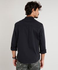 Camisa-de-Sarja-Masculina-com-Bolsos-Manga-Longa-Preta-9393925-Preto_2