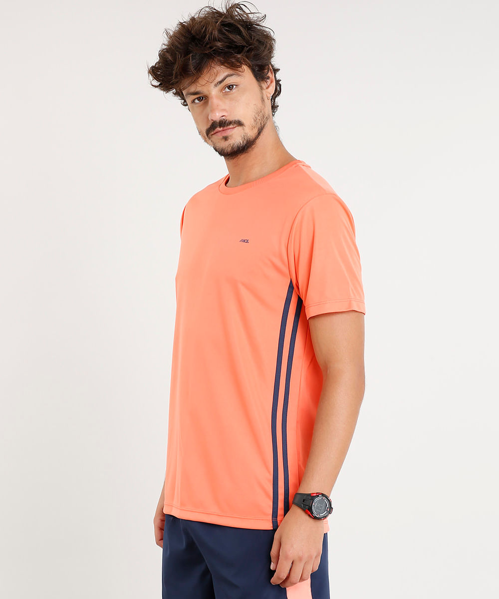 Camiseta Masculina Esportiva Ace Básica Manga Curta Gola Careca Laranja