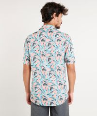 Camisa-Masculina-Estampada-de-Folhagem-com-Bolso-Manga-Curta-Coral-9434801-Coral_2