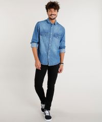 Camisa-Jeans-Masculina-com-Bolsos-Manga-Longa-Azul-Medio-9393926-Azul_Medio_3