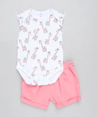 Conjunto-Infantil-de-Body-Girafa-Sem-Manga-Branco---Short-em-Moletom-Rosa-9201693-Rosa_1