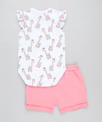 Conjunto-Infantil-de-Body-Girafa-Sem-Manga-Branco---Short-em-Moletom-Rosa-9201693-Rosa_2