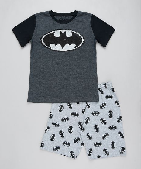 Pijama-Infantil-Batman-com-Paete-Dupla-Face-Manga-Curta-Cinza-Mescla-Escuro-9418596-Cinza_Mescla_Escuro_1
