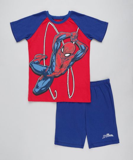 Pijama Infantil Homem Aranha Raglan Manga Curta Vermelho Menor preço em Pijama Infantil Homem Aranha Raglan Manga Curta Vermelho