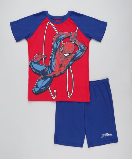 Pijama-Infantil-Homem-Aranha-Raglan-Manga-Curta-Vermelho-9407369-Vermelho_1