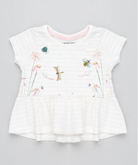 Blusa-Infantil-Listrada-com-Babado-Manga-Curta-Decote-Redondo-Bege-Claro-9425971-Bege_Claro_1