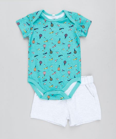 Conjunto-Infantil-de-Body-Avioes-Manga-Curta-Verde---Bermuda-em-Moletom-Cinza-Mescla-Claro-9201700-Cinza_Mescla_Claro_1