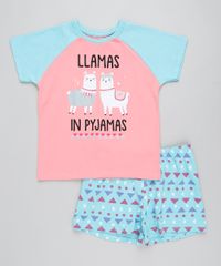 Pijama-Infantil-Raglan-Lhama-Manga-Curta-Coral-9416404-Coral_1