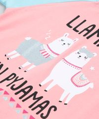 Pijama-Infantil-Raglan-Lhama-Manga-Curta-Coral-9416404-Coral_4