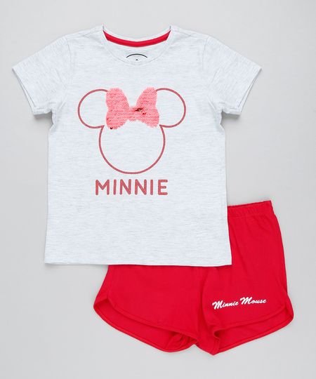 Pijama-Infantil-Minnie-com-Paete-Dupla-Face-Manga-Curta-Cinza-Mescla-9418635-Cinza_Mescla_1