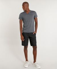 Bermuda-Masculina-Reta-Estampada-Mini-Print-Preta-8677103-Preto_3