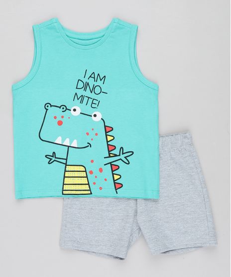 Conjunto-Infantil-de-Regata-Dinossauro-Verde-Agua---Bermuda-em-Moletom-Cinza-Mescla-9294968-Cinza_Mescla_1