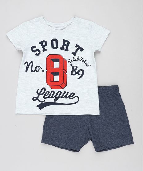 Conjunto-Infantil-de-Camiseta--Sport-League--Manga-Curta-Cinza-Mescla-Claro---Bermuda-em-Moletom-Azul-Marinho-9294988-Azul_Marinho_1