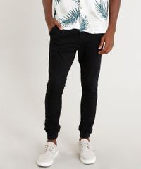 Calca-de-Sarja-Masculina-Jogger-com-Cordao-Preta-9382195-Preto_1