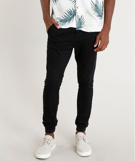 Calca-de-Sarja-Masculina-Jogger-com-Cordao-Preta-9382195-Preto_1
