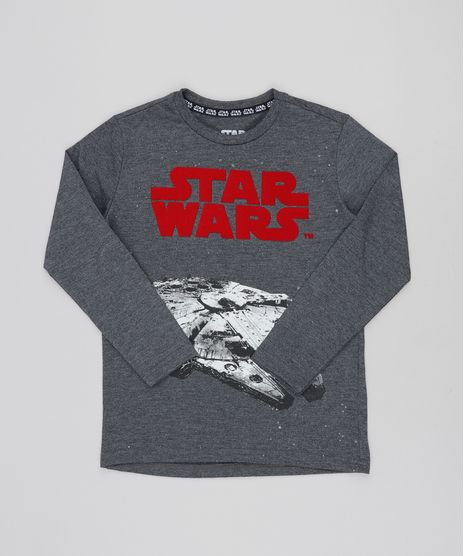 Camiseta-Infantil-Millennium-Falcon-Star-Wars-Manga-Longa-Gola-Careca-Cinza-Mescla-Escuro-9425939-Cinza_Mescla_Escuro_1
