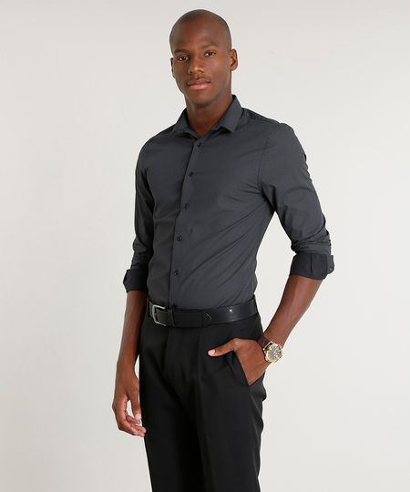 Camisa-Masculina-Slim-Estampada-Mini-Print-Manga-Longa-Preta-9251572-Preto_1