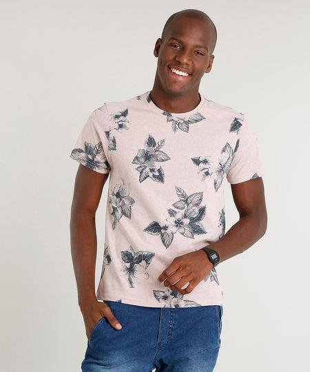 Camiseta-Masculina-Slim-Fit-Estampada-Floral-Manga-Curta-Gola-Careca-Rose-9415659-Rose_1