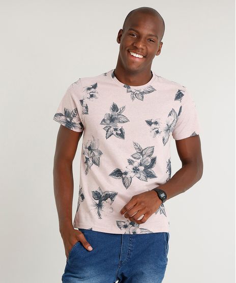 Camiseta-Masculina-Slim-Fit-Estampada-Floral-Manga-Curta-Gola-Careca-Rose-9415659-Rose_1
