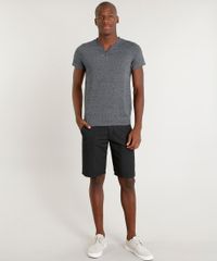 Camiseta-Masculina-Slim-Fit-com-Botoes-Manga-Curta-Gola-V-Cinza-Mescla-Escuro-9407026-Cinza_Mescla_Escuro_3