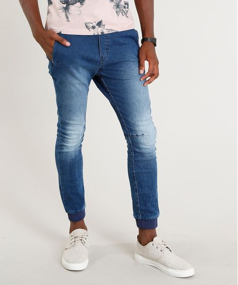 Calca-Jeans-Masculina-Jogger-com-Cordao-Azul-Medio-9382196-Azul_Medio_1