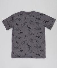 Camiseta-Infantil-Estampada-de-Dinossauros-com-Bolso-Manga-Curta-Gola-Careca-Cinza-Mescla-Escuro-9037934-Cinza_Mescla_Escuro_2