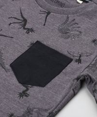 Camiseta-Infantil-Estampada-de-Dinossauros-com-Bolso-Manga-Curta-Gola-Careca-Cinza-Mescla-Escuro-9037934-Cinza_Mescla_Escuro_3