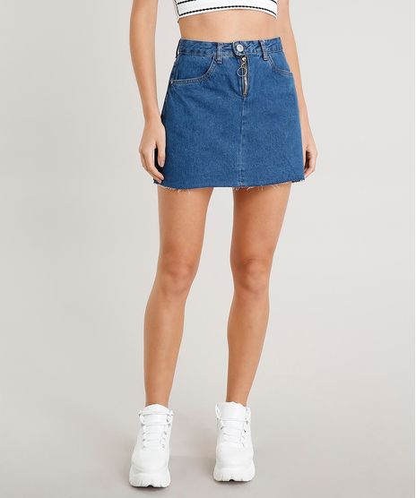 Saia-Jeans-Feminina-Curta-com-Ziper-de-Argola-Azul-Escuro-9263427-Azul_Escuro_1
