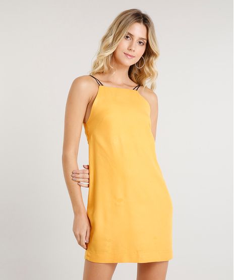 Vestido-Feminino-Curto-com-Abertura--Mostarda-9447381-Mostarda_1
