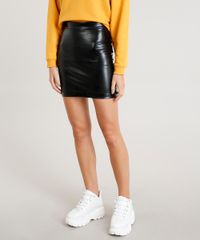 Saia-Feminina-Cintura-Alta-com-Ziper-de-Argola-Preta-9404411-Preto_1