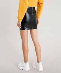 Saia-Feminina-Cintura-Alta-com-Ziper-de-Argola-Preta-9404411-Preto_2