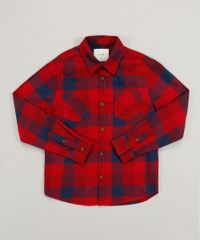 Camisa-Infantil-em-Flanela-Estampada-Xadrez-com-Bolso-Manga-Longa-Vermelha-9363304-Vermelho_1