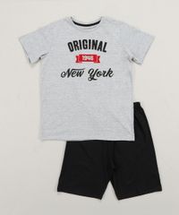 Pijama-Infantil--Original-New-York--Manga-Curta-Cinza-Mescla-9418589-Cinza_Mescla_1