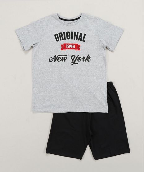 Pijama-Infantil--Original-New-York--Manga-Curta-Cinza-Mescla-9418589-Cinza_Mescla_1