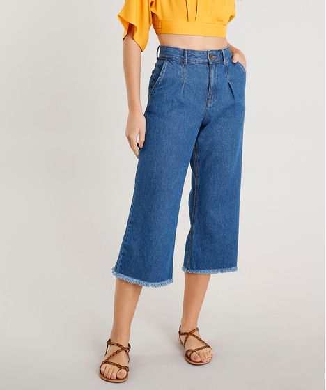 calça jeans pantacourt feminina