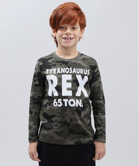 Camiseta-Infantil-Estampada-Camuflada--Rex--Manga-Longa-Gola-Careca-Verde-Militar-9430535-Verde_Militar_1
