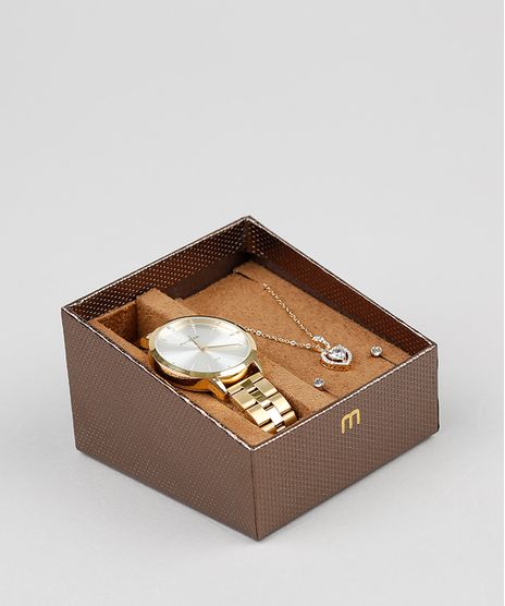 Kit-de-Relogio-Analogico-Mondaine-Feminino---Brinco---Colar---53659LPMVDE1KC-Dourado-9398516-Dourado_1