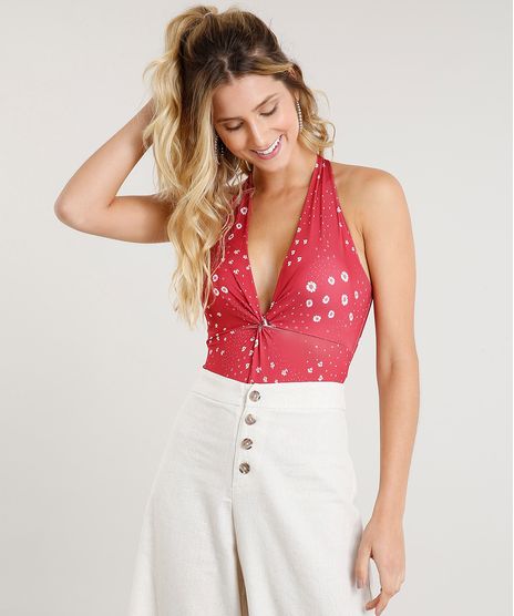 Body-Feminino-Estampado-Floral-com-Bojo-Sem-Manga-Decote-V-Vermelho-9430986-Vermelho_1