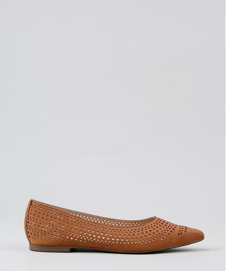 Sapatilha-Feminina-Bico-Fino-Via-Uno-com-Laser-Cut-Caramelo-9422482-Caramelo_1